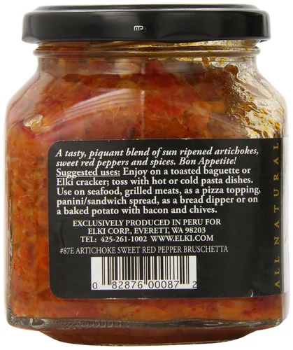 Vista 3 de Elki's Gourmet Bruschetta de alcachofa y pimiento rojo, 9.9 onzas