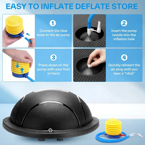 Vista 8 de Sportneer Half Balance Ball - Inflatable Exercise Ball Trainer With Resistance Bands & Pump - Non-slip Yoga Ball for Stability, Core Training