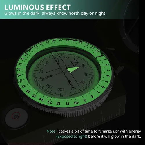 Vista 4 de Vinteam Brújula de senderismo multifuncional, brújula militar de avistamiento de metal con bolsa de transporte y niveles de burbujas