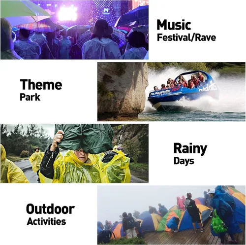 Vista 6 de Impermeable para niños, ponchos de lluvia reutilizables de emergencia para camping, senderismo, viajes, mochilero