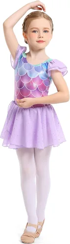 Vista 4 de MdnMd Leotardos de ballet para niñas pequeñas con falda, vestidos de baile, tutú y bailarina