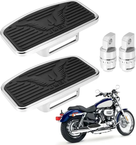 Estribos ajustables para motocicleta, pedales de pie para pasajeros traseros compatibles con Harley Sportster 883 1200 (Estribo trasero con patrón