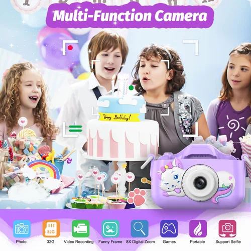 Vista 2 de Goopow - Cámara de selfie digital para niños, juguete de cámara de video para niñas de 3 a 9 años con cubierta protectora, regalos de Navidad