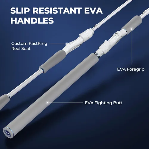 Vista 4 de KastKing Centron Lite Set de 2 cañas de pescar de grafito IM6/guías de acero inoxidable con anillos de cerámica/asas contorneadas de EVA/talón