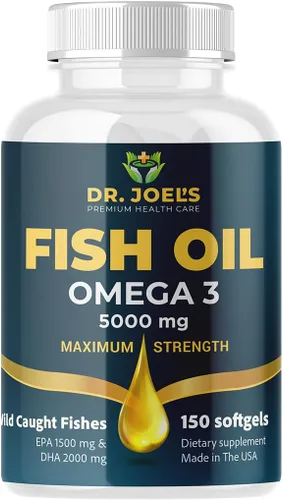 Aceite de pescado Omega 3, sin eructos a pescado, 150 cápsulas blandas, sin OMG, fabricado en los Estados Unidos