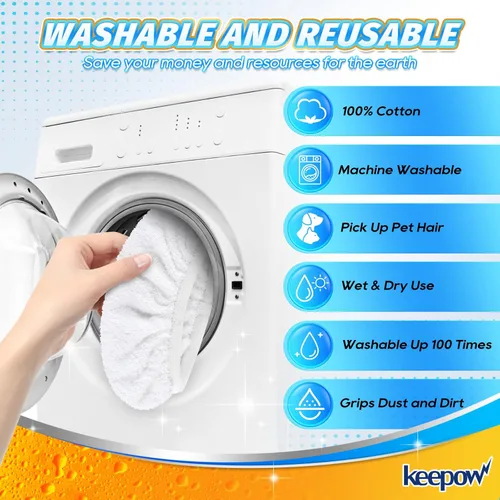 Vista 3 de KEEPOW Almohadillas reutilizables para fregona O Cedar Hardwood Floor'N More de microfibra, cabezales de repuesto para uso húmedo y seco, 15 x 8