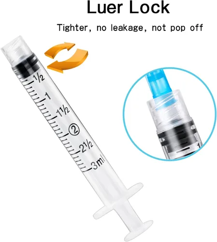 Vista 3 de Paquete de 100 jeringas de 0.1 fl oz con aguja, 23 Ga 1.0 pulgadas, jeringa Luer Lock, empaquetadas individualmente
