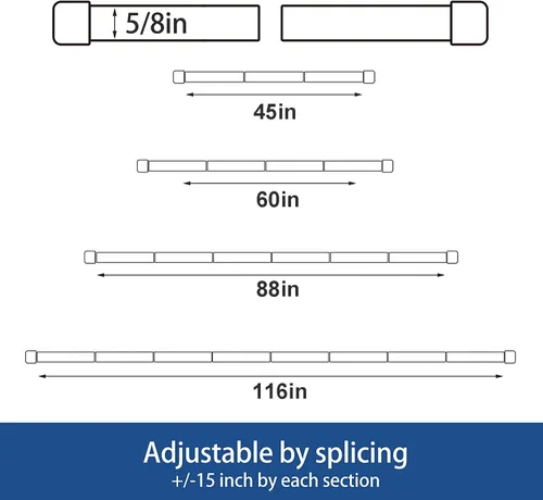 Vista 2 de Alskarhem Barras de cortina negras para ventanas de 30 a 60 pulgadas, juego de barras de cortina pequeñas de 5/8 pulgadas con soportes