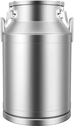 Vista 20 de Lata de leche de acero inoxidable de 3.17 galones, cubo de leche resistente con mango ergonómico y tapa hermética, recipiente sólido líquido SS