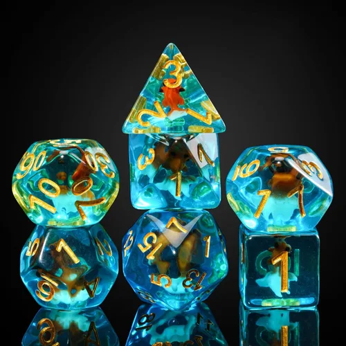 Vista 42 de Cusdie Dados DND de 7 Dados, Juego de Dados Poliédricos Rellenos con Animal, para Juego de Rol D&D Dados (Águila)