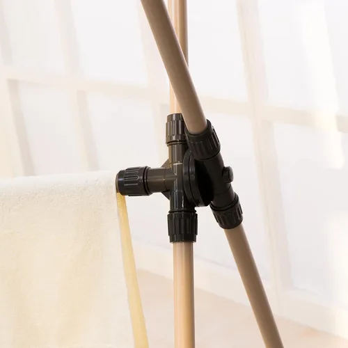 Vista 3 de Perchero de secado de ropa, ajustable y plegable, perchero de ahorro de espacio, perchero retráctil de 47 a 79 pulgadas, perchero resistente