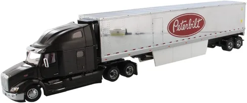 Vista 6 de Diecast Masters 150 Peterbilt 579 UltraLoft Day Cab SBFA con 53' Cromado Referencia con Logotipo Peterbilt - Legendario Negro 71071 Transport Series