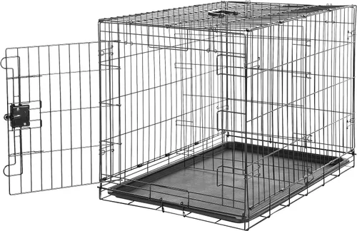 Vista 13 de Amazon Basics Jaula para perros duradera y plegable de alambre de metal con bandeja, puerta doble, 30 x 19 x 21 pulgadas, color negro