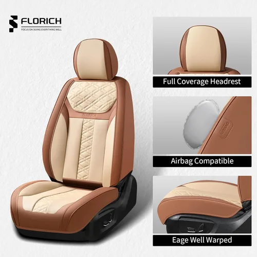 Vista 3 de FLORICH Fundas de asiento delantero, 2 piezas, fundas de asiento para automóviles, fundas de asiento universales de cuero de lujo, accesorios