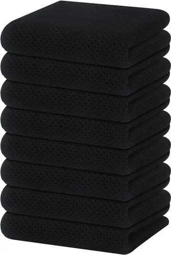Vista 462 de Homaxy Paños de cocina de 100% algodón con tejido de gofre, ultra suaves, absorbentes, de secado rápido, 12 x 12 pulgadas, paquete de 6, amarillo