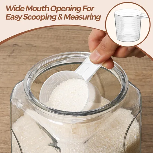 Vista 5 de ComSaf Tarro de vidrio de 64 onzas con tapa, recipientes de almacenamiento de despensa de 2 cuartos de galón con tapas de vidrio, contenedores