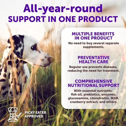 Vista 6 de Multivitamínico 20 en 1 para perros con glucosamina, vitaminas y suplementos masticables para perros, masticables multivitamínicos para adultos