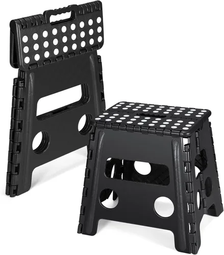 Vista 129 de Dyforce Taburete plegable de 17.5 pulgadas, capacidad de 400 libras, taburete plegable de plástico resistente para adultos, taburete con asa, fácil