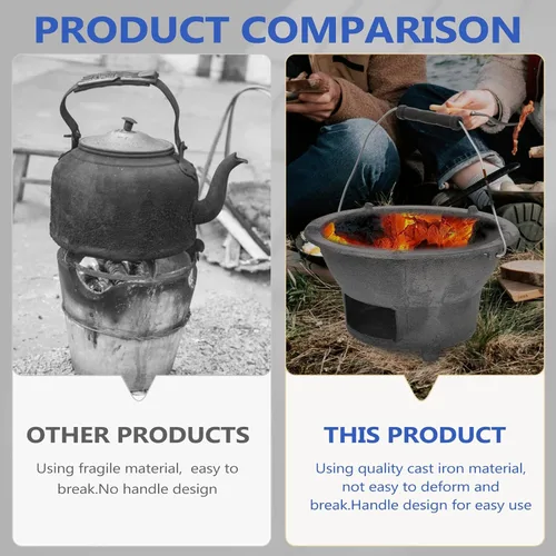 Vista 2 de DOITOOL Estufa de barbacoa de hierro fundido para exteriores, estufa portátil de carbón compacta, 8.3 x 8.3 x 4.3 pulgadas, herramienta de barbacoa