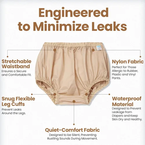 Vista 2 de Pantalón de cobertura para incontinencia unisex impermeable tipo pull-on. Nylon fresco, suave, ligero, duradero, a prueba de fugas, lavable. No