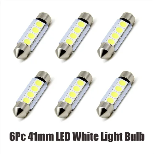 Vista 2 de 6 bombillas LED súper blancas de 1.614 in 4SMD 5050 para matrícula, cúpula, mapa, maletero, luz LED (6)