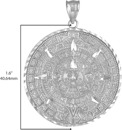 Vista 4 de .925 Sterling Silver Round Aztec Mayan Calendar Charm Pendant - Choice of Pendant