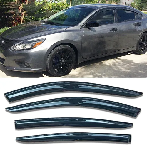 Vista 22 de Deflectores de ventana para Nissan Rogue 2014 2015 2016 2017 2018 2019 2020, viseras de ventana delantera y trasera, juego de 4 piezas, tinte