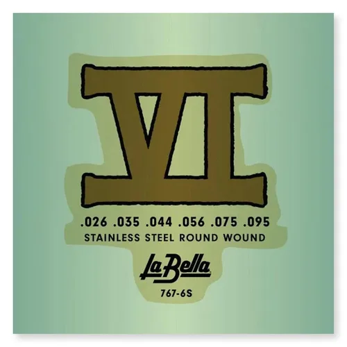 La Bella 767-6S Bass VI Cuerda de guitarra redonda de acero inoxidable 26-95
