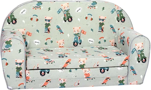 Vista 14 de Delsit Sofá infantil para niños pequeños – Sofá convertible de espuma 2 en 1 a tumbona, cómoda silla abatible para niños, fabricada en Europa