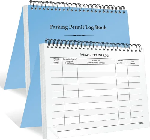 SmartSign Libro de registro de permiso de estacionamiento pequeño - 7 x 8.5 pulgadas, diario de registro encuadernado con alambre, páginas impresas