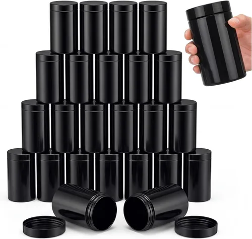 Vista 9 de SATINIOR 24 frascos de plástico transparente vacíos con tapas, recipientes de almacenamiento redondos de boca ancha para productos de belleza, crema