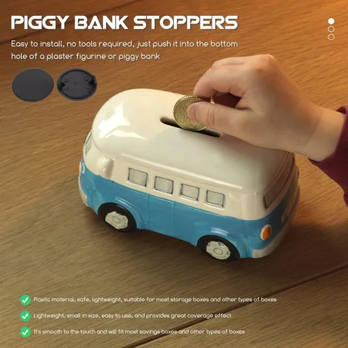 Vista 2 de Ipetboom 20 tapones de plástico para agujeros para alcancías, bancos de monedas, tapones redondos, no necesitan herramientas, fácil instalación