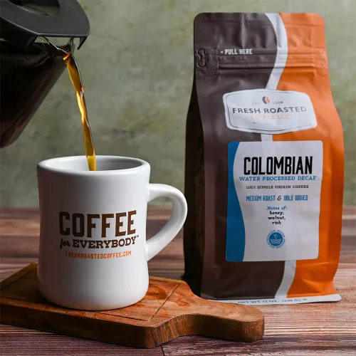 Vista 6 de Café Fresh Roasted, 100% descafeinado colombiano procesado con agua, 12 oz, tostado medio, kosher, molido