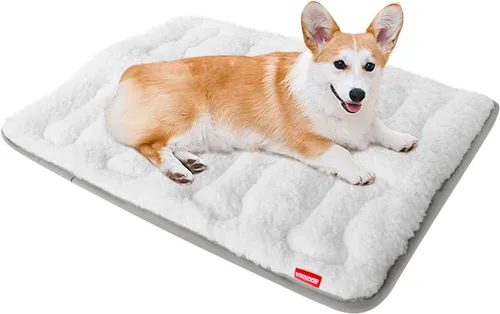 Vista 13 de Tapete para cama de perro (21 x 14 pulgadas), almohadilla de felpa suave para cama de perro, lavable a máquina, tapete para dormir con parte