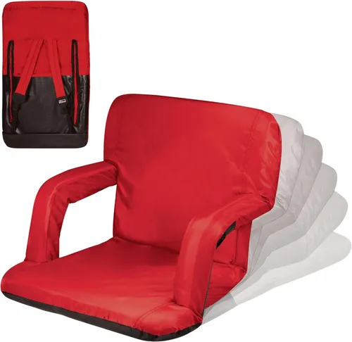Vista 15 de PICNIC TIME Ventura Silla de estadio portátil reclinable con soporte de espalda, sillas plegables de grada con respaldo y cojín, asiento de estadio