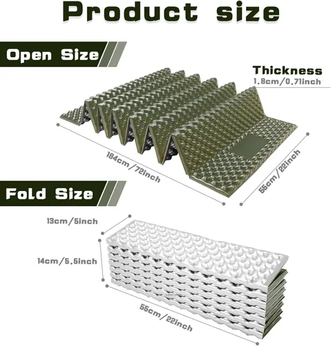 Vista 2 de Almohadilla de dormir de espuma de célula cerrada, almohadilla de dormir plegable para mochileros, almohadilla de dormir plegable a prueba
