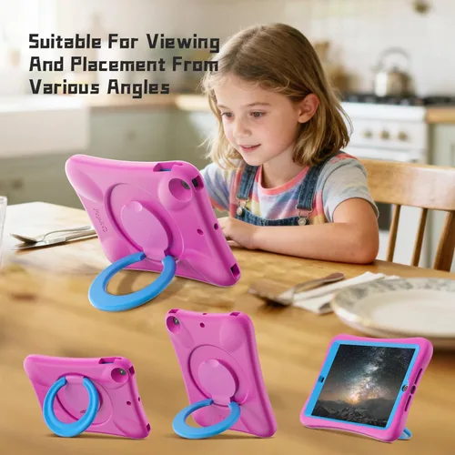 Vista 5 de Pepkoo Funda EVA anticaídas 9.7 para iPad, compatible con iPad 5ª/6ª/Air/Air2, con soporte ajustable, proporciona una protección completa de 360