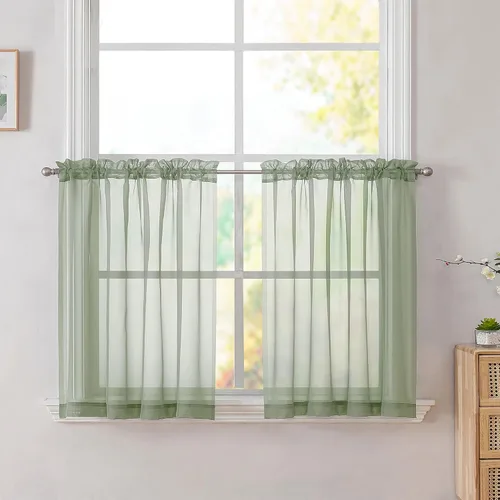 Vista 29 de Simplebrand Cenefas Blancas de 14 Pulgadas de Largo para Sala de Estar con Bolsillo de 2 Paneles con Filtrado de Luz Transparentes Translúcidas