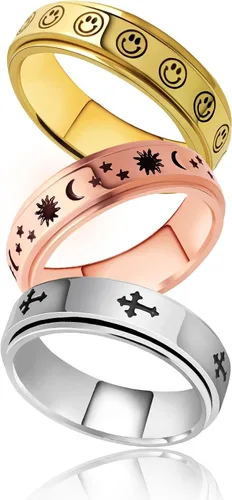 Anillo giratorio para mujeres con ansiedad, de acero inoxidable de 0.236 pulgadas, para aliviar el estrés, anillo de ansiedad para damas, color