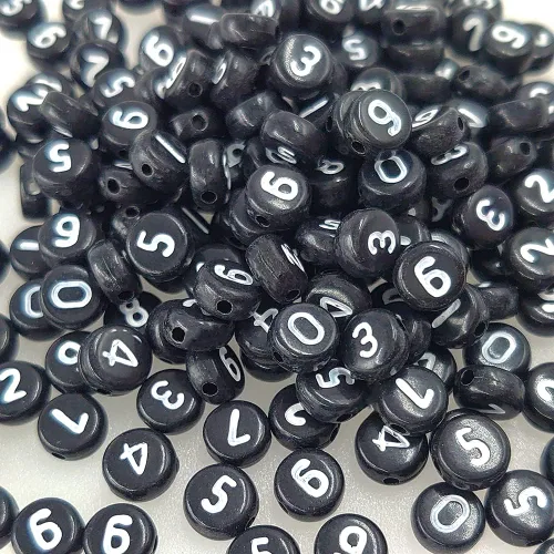 Vista 20 de 800 cuentas redondas blancas de letras del alfabeto acrílico de 4x7mm de la A a la Z, formas mixtas de plástico, cuentas sueltas a granel