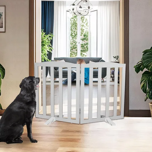 Vista 21 de Puerta Independiente para Perros para Interiores, Puerta para Perros Plegable, Puertas para Mascotas para Entradas, Escaleras o Pasillos, Puerta