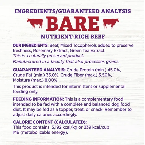 Vista 6 de Wellness Bowl Boosters Bare, complemento para comida de perro para razas pequeñas, medianas y grandes, sin cereales, natural, liofilizado