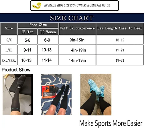 Vista 2 de Hi Clasmix Graduated Medical Compression Socks for Women&Men Circulation Recovery-Knee High Supports Running Socks