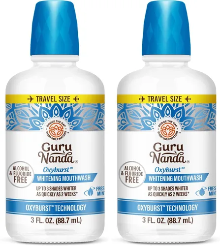 Vista 14 de GuruNanda Oxyburst - Enjuague bucal blanqueador de dientes, sin alcohol ni flúor, con peróxido de hidrógeno y 7 aceites esenciales, para frescura