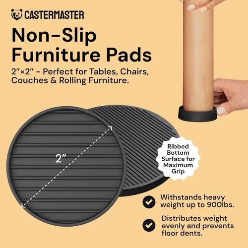 Vista 2 de CasterMaster Almohadillas de goma para muebles, copas antideslizantes y resistentes, tapones de sofá para suelos de madera dura, azulejos