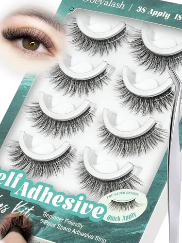 Vista 11 de Obeyalash Pestañas autoadhesivas de aspecto natural, pestañas postizas impermeables para principiantes, pestañas reutilizables sin pegamento