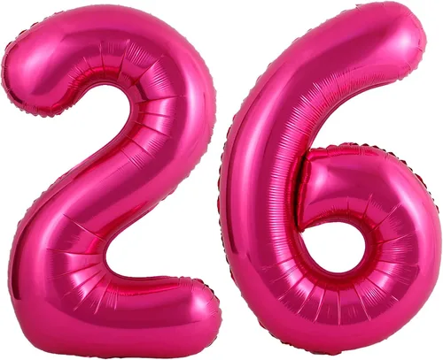 Vista 12 de Globos gigantes de 40 pulgadas de color rosa intenso con el número 10, globos de 10 globos de color rosa intenso para cumpleaños de 10 años