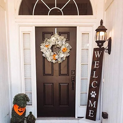 Vista 3 de Dog Paw Welcome Sign, Front porch welcome sign, vertical welcome sign