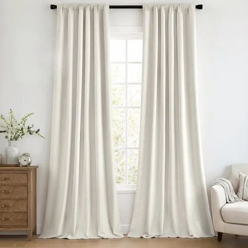Vista 25 de MIULEE Cortinas 100% opacas de 63 pulgadas de largo, 2 paneles para dormitorio, cortina gruesa negra para oscurecer la habitación, pestaña trasera