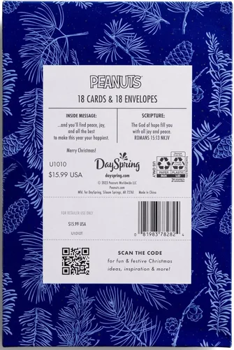 Vista 2 de DaySpring - Peanuts - Que tu Navidad brille con luz propia - 18 tarjetas navideñas en caja y sobres (U1010)